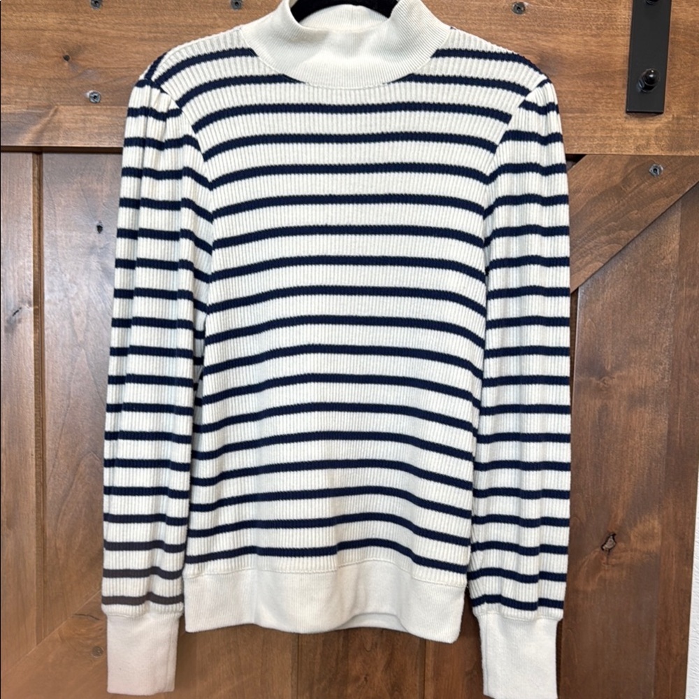 J. Crew Striped Navy and White Turtleneck Sweater Size Medium